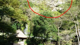 後ろの崖を見て下さい！