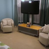 ベッドのある部屋のソファーとテレビです。