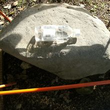 取り出した石　500ｍｌのペットボトルと大きさ比較できます