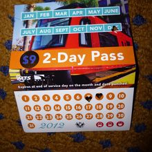 2-Day Pass トロリーでは検札時、バスは乗車時に提示