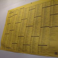 エントランスに電車の時刻表がある