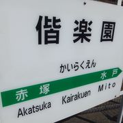 偕楽園駅は、年に１３日だけ開設。下りホームだけしかありません。