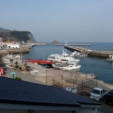 魚島観光センターの部屋から見た港です