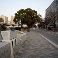 駅北側の土佐堀川の遊歩道
