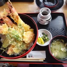 天丼と味噌汁☆