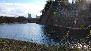 大阪城へ向かう大きな公園です