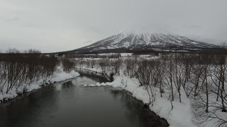 京極温泉手前（中山峠方面）にビューポイント
