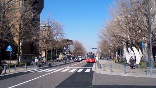 横浜公園から海へ向かう道