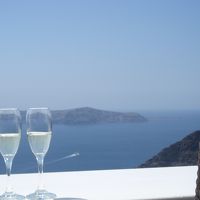 ウエルカムシャンパンを海を眺めながら