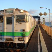 夕陽がきれいな波打ち際の駅