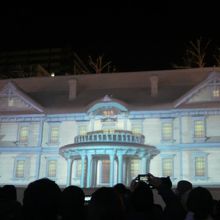 中島公園にある豊平館の雪像プロジェクションマッピング