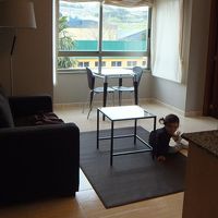 キッチンとリビングが一体になっている客室。