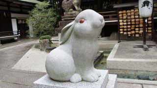 狛犬ならぬ狛兎が並んでいて、ちょっと一風変わった神社です。