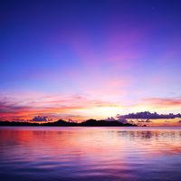 こんな夕日が見えることも。