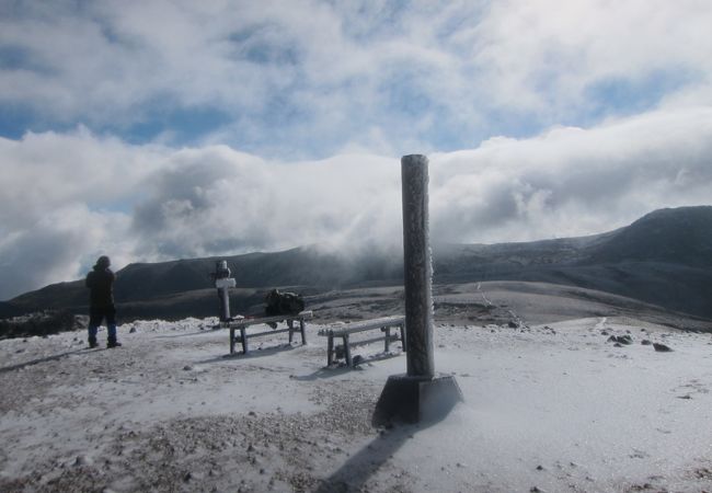 10月初旬、山頂は雪と氷の世界