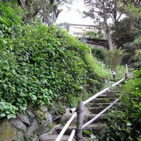 温泉へはこのような階段を登らなければならない