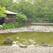 東屋と池