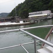 渡し船で渡る小島の水族館