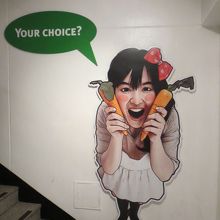 地下２階まで階段で降りる途中ストーリーや出演者のイラストが有