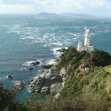 椿山から見下ろす灯台。