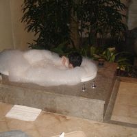 バスルームはオープンエア（屋根はあります）