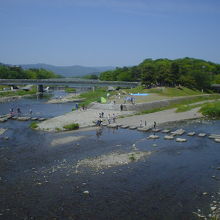 鴨川三角州　左が賀茂川
