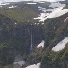 白糸の滝のズーム写真。