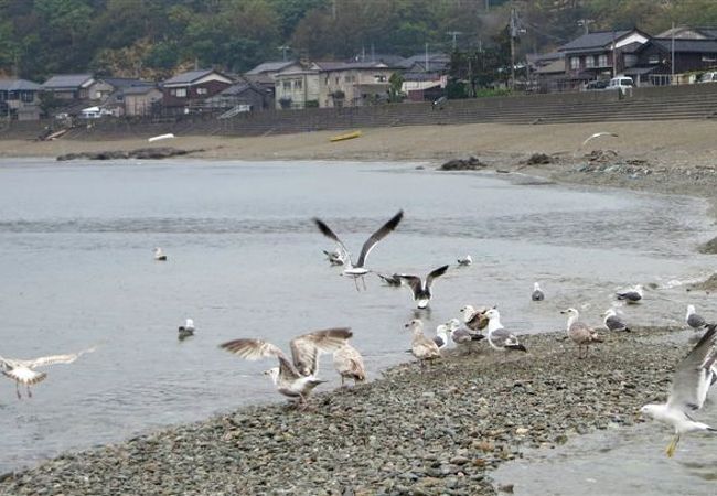 相川地区の家並みが見える