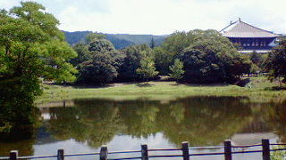 大仏殿が映りこむ静かな池