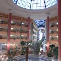 ホテル内の中心部。噴水や天井が凝っているがここに人はいない