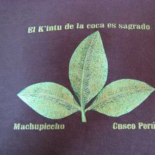 T-シャツの柄。コカの葉模様のお土産の文字には少し注意を！