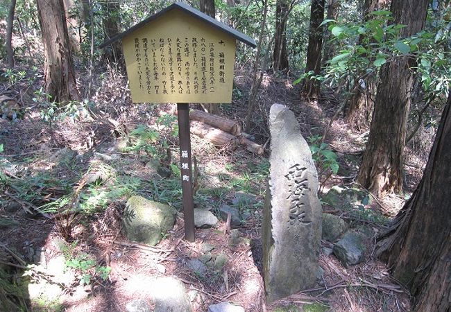 江戸時代、西海子坂は雨や雪のあとは大変な悪路になるので、竹を敷いていた所です。