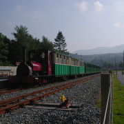 湖岸をゆったり走る観光鉄道