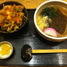 昆布そば＆ミニかき揚げ天丼