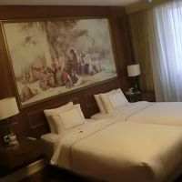 ツインベッド。やや広め。