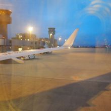 ２０１２年　帰りの機内から　外灯も全て点灯