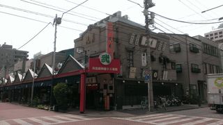 道の両側に連なるもんじゃ屋さん