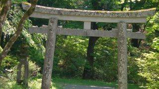 取り壊された石造りの門と鳥居は、現在は東照宮宝物館の脇に復元されている