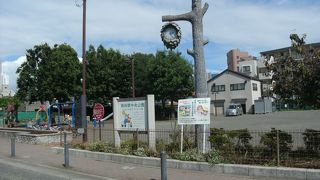 地域の公園らしい公園、松ぼっくりの時計がいい。