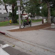 前に観光人力車が止まっていた