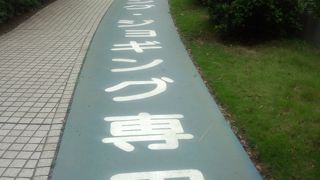 陸上競技場の周囲をジョギング