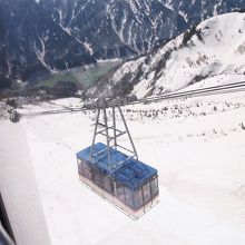 立山ロープウェーの窓側をキープ!