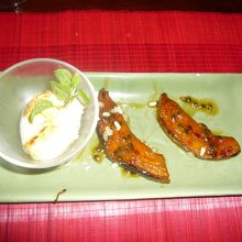 デザート ローストバナナと、アイスクリーム