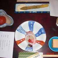 夕食、泡醤油でいただくおさしみ