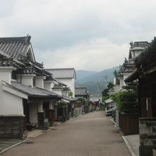 脇町の街並と四国山地