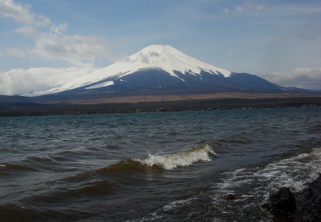 湖畔からの富士山。2007年4月撮影