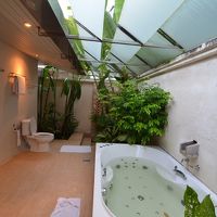 バスはジャグジー付きです・・葉っぱや虫がいっぱいですが・・