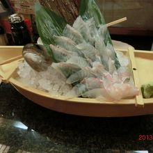 活鯛姿盛。１２９０円。ガラは吸い物で頂きました。