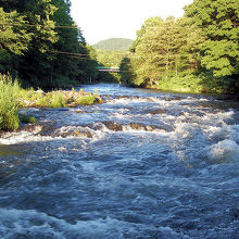 落合駅ふきんの空知川