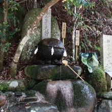 玉作湯神社の願い石。霊気が立ち込めています。